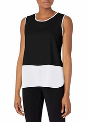 Calvin Klein Women's Sleeveless Color Block Blouse Black/Soft White