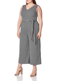 Calvin Klein womens Sleeveless Cropped Jumpsuit With Self Belt Multicolor