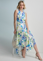 Calvin Klein Women's Sleeveless Floral Handkerchief Hem Dress - Pear Multi