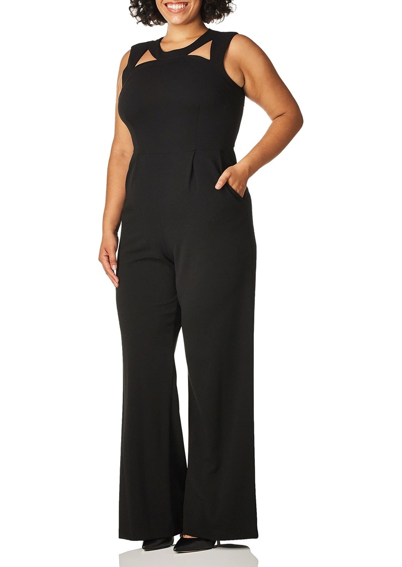 Calvin Klein Women's Sleeveless Neckline Cutout Jumpsuit with Pockets