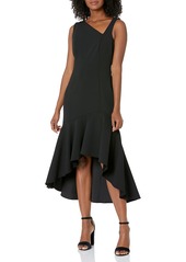 Calvin Klein Women's Sleeveless Midi Dress with Asymmetrical Neckline