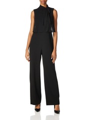 Calvin Klein Women's Sleeveless Pop Over Jumpsuit with Bow Neck