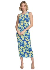 Calvin Klein Women's Sleeveless Printed Midi Dress - Dazzling Blue Multi