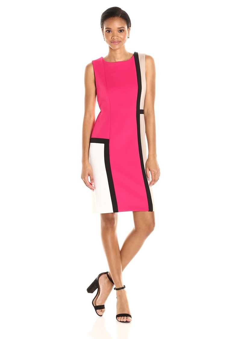 calvin klein colorblock sleeveless sheath dress