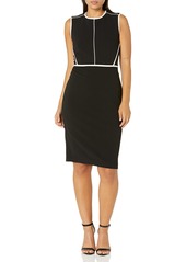 Calvin Klein Women's Sleeveless Sheath with Contrast Piping