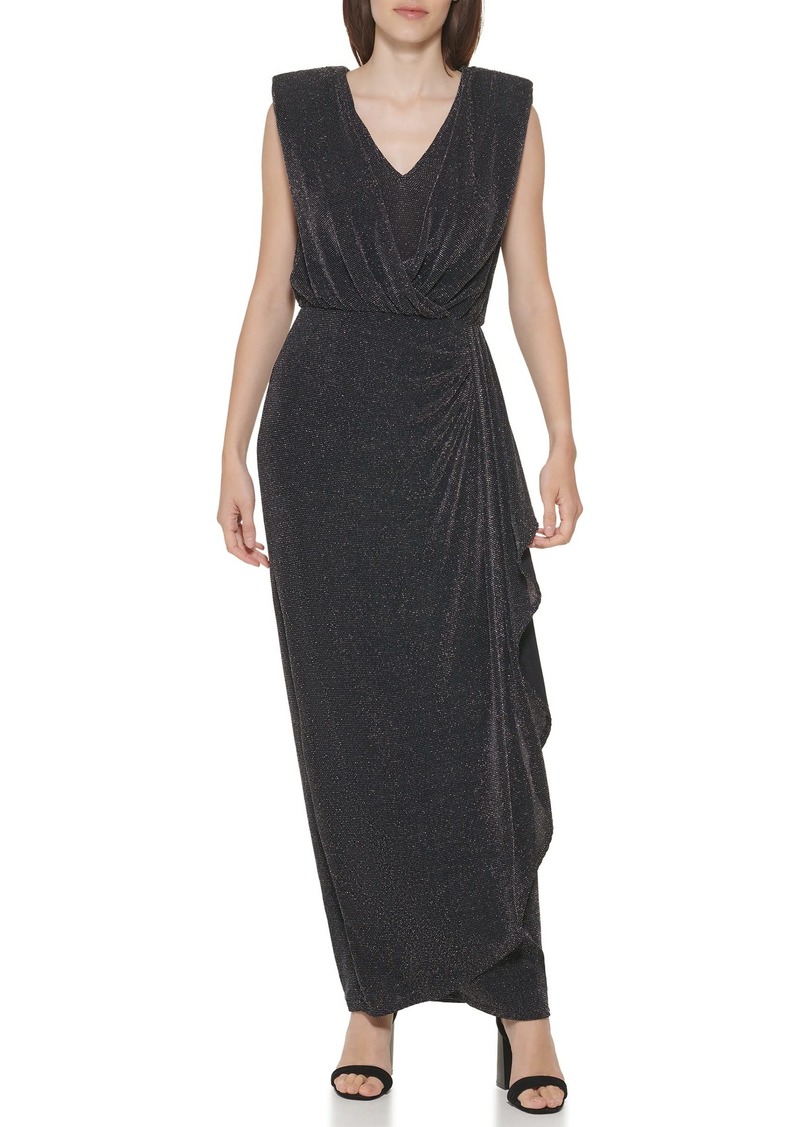 Calvin Klein Womens Sleeveless V Neck Blouson Gown