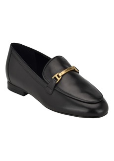 Calvin Klein Women's Sommiya Almond Toe Casual Slip-On Loafers - Black Leather