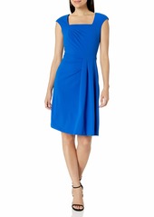 Calvin Klein Women's Square Neck Sheath with Pleated-Skirt