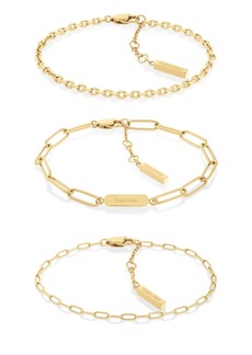 Calvin Klein Women's Stainless Steel Chain Bracelet Gift Set, 3 Piece - Gold Tone