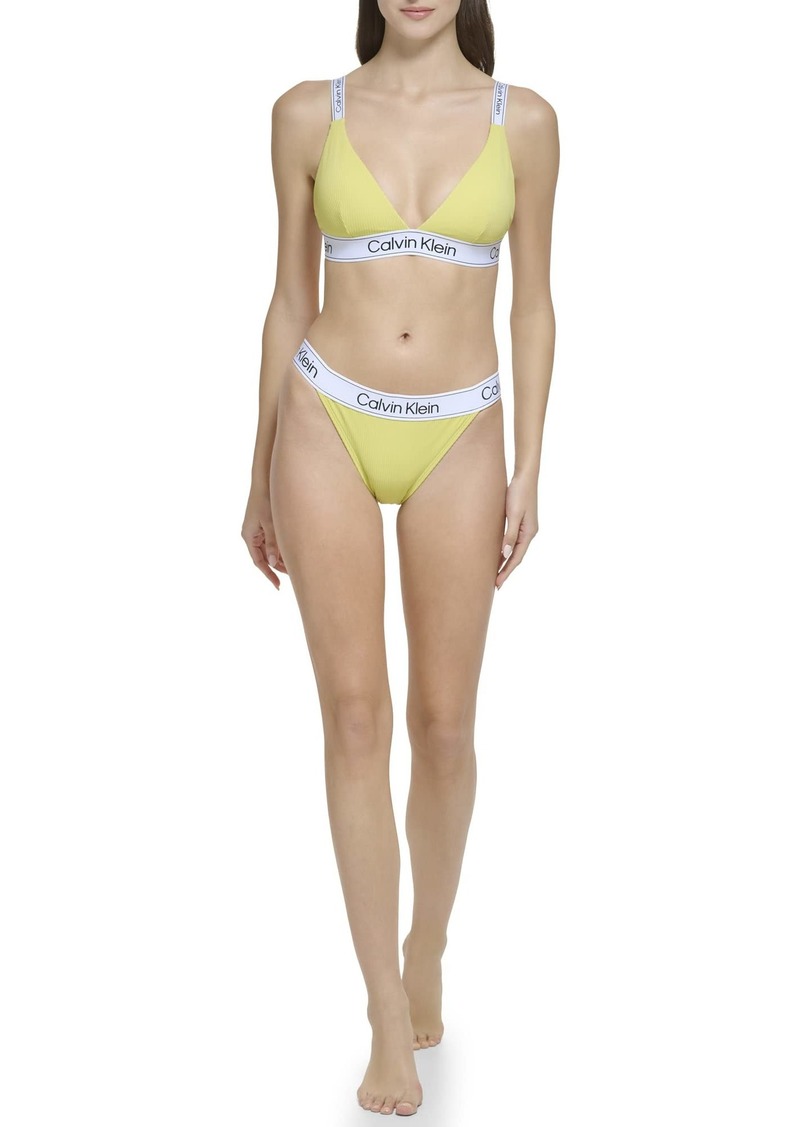 Calvin Klein Women's Standard Fabric Logo Waistband Swim Bottom PEAR Silky Rib