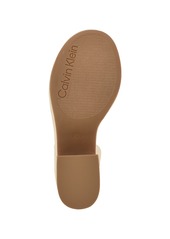Calvin Klein Women's Summer Almond Toe Dress Wedge Sandals - Medium Brown Leather -with Manmade Sole