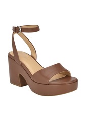 Calvin Klein Women's Summer Almond Toe Dress Wedge Sandals - Black Leather - with Manmade Sole