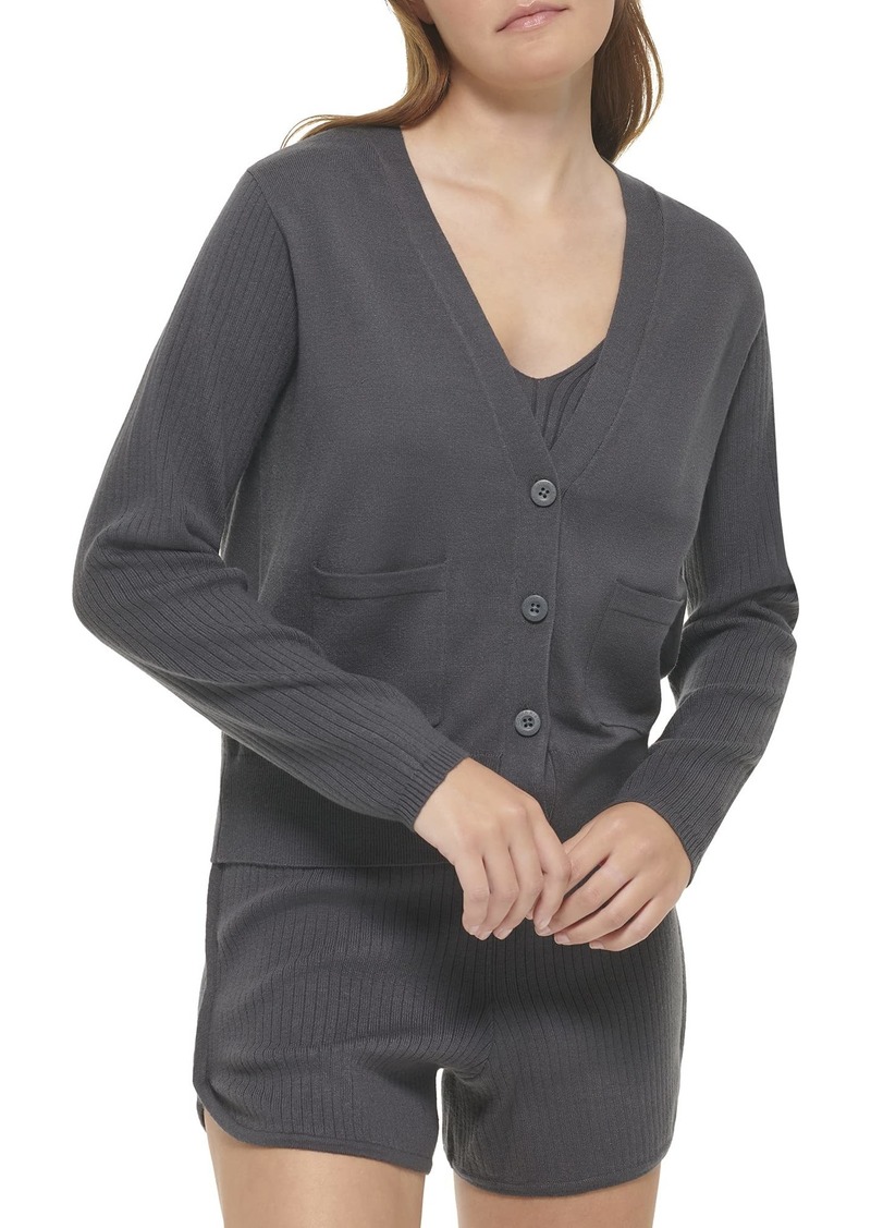 Calvin Klein Women's Front Pocket Button Up Sweater