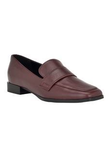 Calvin Klein Women's Tadyn Square Toe Slip-On Casual Loafers - Dark Red Leather
