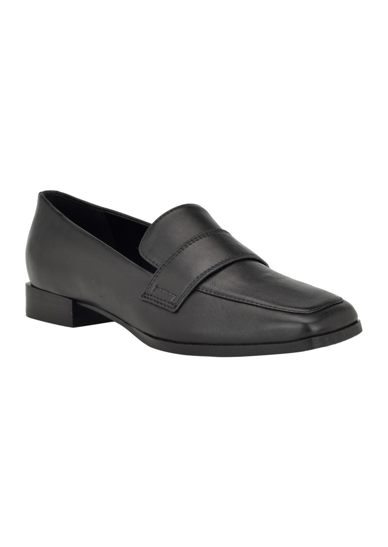 Calvin Klein Women's Tadyn Square Toe Slip-On Casual Loafers - Black Leather
