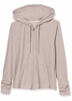 Calvin Klein Women's Tall Plus Size Ruched Long Sleeve Zip Front Hoodie