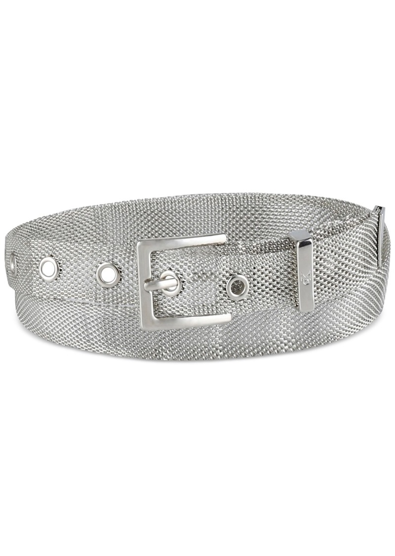 Calvin Klein Women's Thin Minimalist Metallic Mesh Dress Belt - Silver