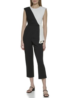 Calvin Klein Women's Tie at Waist Sleevless 2 Tone Jumpsuit