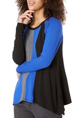 Calvin Klein Women's Triple Color Sharkbite Pullover BLACK/BOLD BLUE COMBO