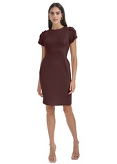 Calvin Klein Women's Tulip-Sleeve Jewel-Neck Dress - Latte