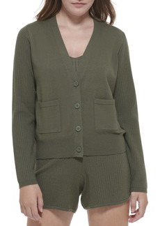 Calvin Klein Women's Front Pocket Button Up Sweater