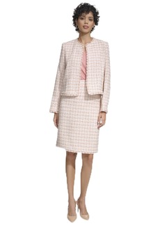 Calvin Klein Women's Tweed Open Front Long Sleeve Jacket
