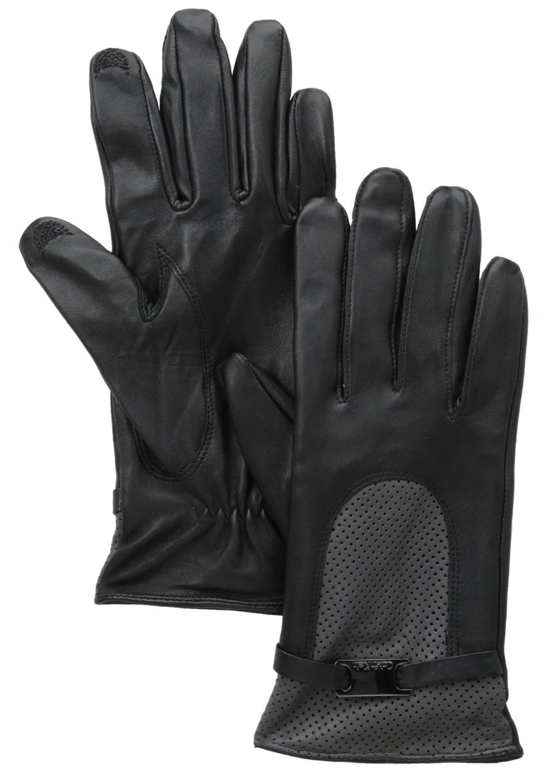 Calvin Klein Women's Two Tone Perforated Leather Glove