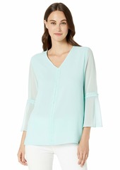 Calvin Klein Women's V-Neck Blouse with Pearls