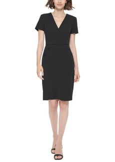 Calvin Klein Women's V-Neck Button Sheath Dress - Black