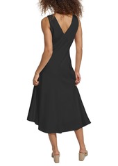 Calvin Klein Women's V-Neck Sleeveless Midi Dress - Black