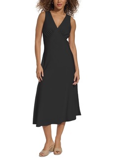 Calvin Klein Women's V-Neck Sleeveless Midi Dress - Black