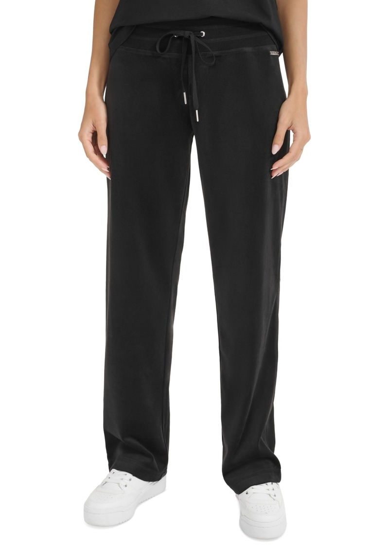 Calvin Klein Women's Velour Wide-Leg Pants - Black