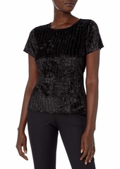 Calvin Klein Women's Velvet Textured Short Sleeve Top