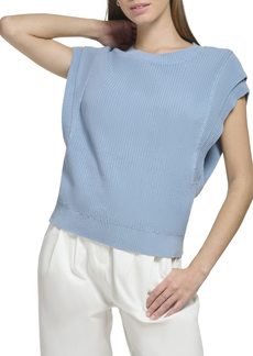 Calvin Klein Women's Warm Shoulder Detail Sleeveless Cropped Sweater