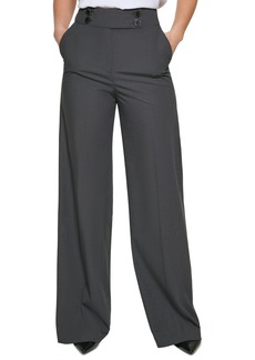 Calvin Klein Women's Whitney Button Front Wide Leg Pants - Charcoal