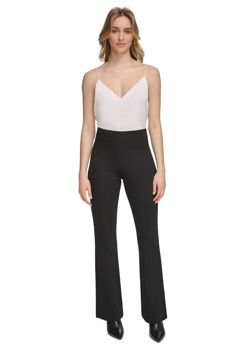 Calvin Klein Women's Wide Waistband Pull-On Pants - Black