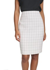 Calvin Klein Women's Windowpane-Print Tweed Pencil Skirt - Cream/Black