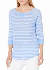 Calvin Klein Women's Y/d Stripe 5/8 Sleeve Raglan Shirttail Pullover