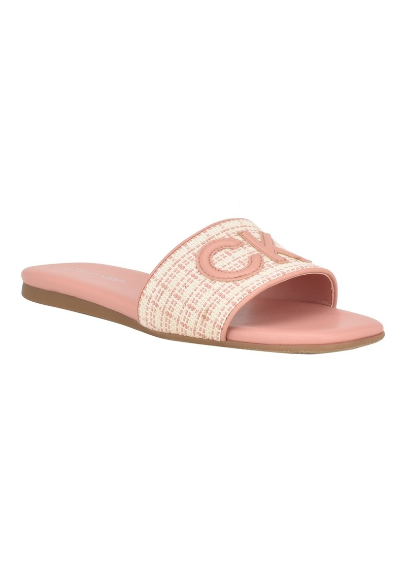 Calvin Klein Women's Yides Slip-On Square Toe Flat Sandals - Light Pink
