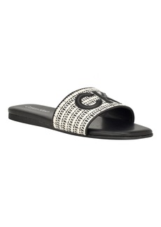 Calvin Klein Women's Yides Slip-On Square Toe Flat Sandals - Black