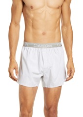 Calvin Klein Woven Cotton Boxers in Grey Heather at Nordstrom