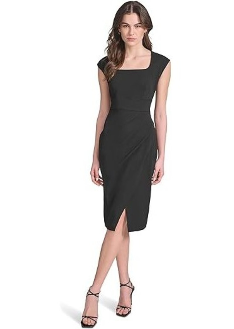 Calvin Klein Cap Sleeve Scuba Screpe Sheath