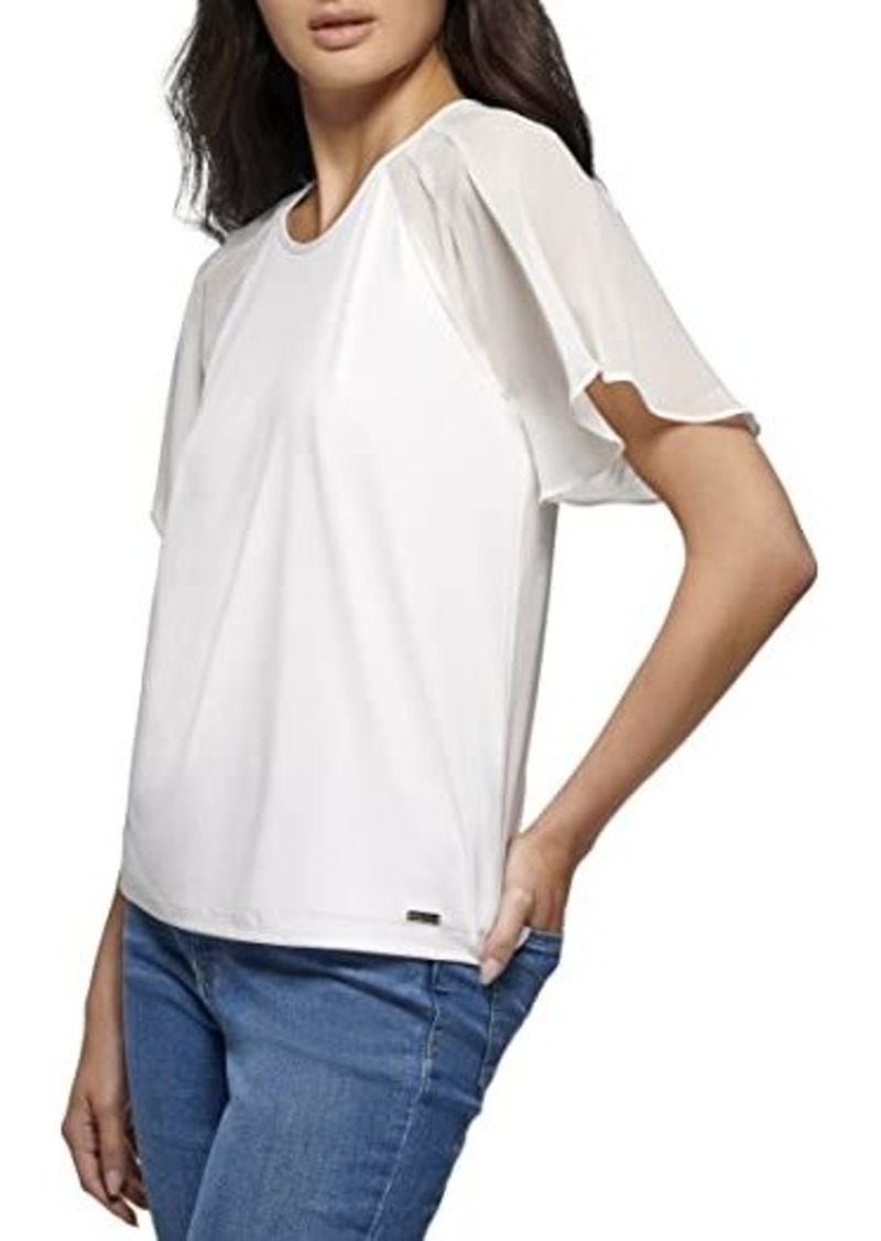 Calvin Klein Chiffon Ruffle Sleeve