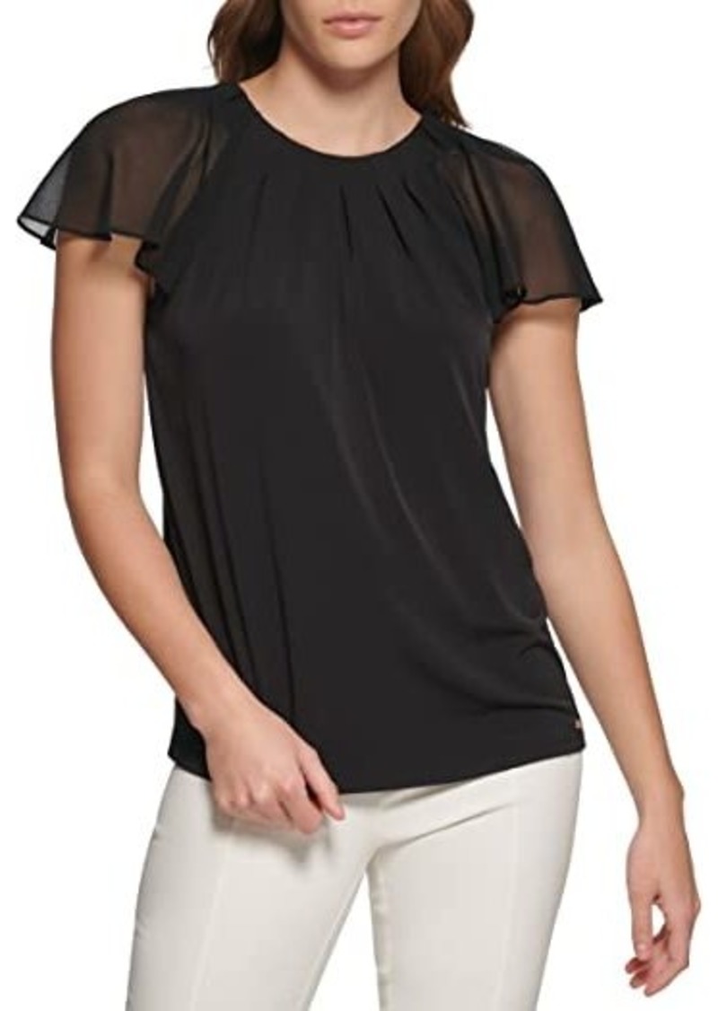 Calvin Klein Chiffon Sleeve w/ Sheering