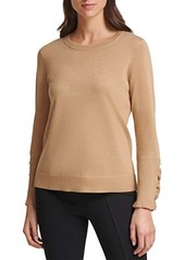 Calvin Klein Crew Neck Sweater with Ruffle Sleeves