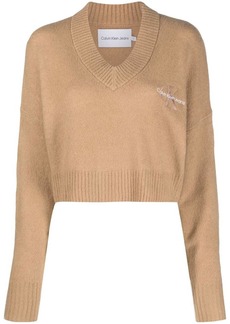 Calvin Klein cropped V-neck knit jumper