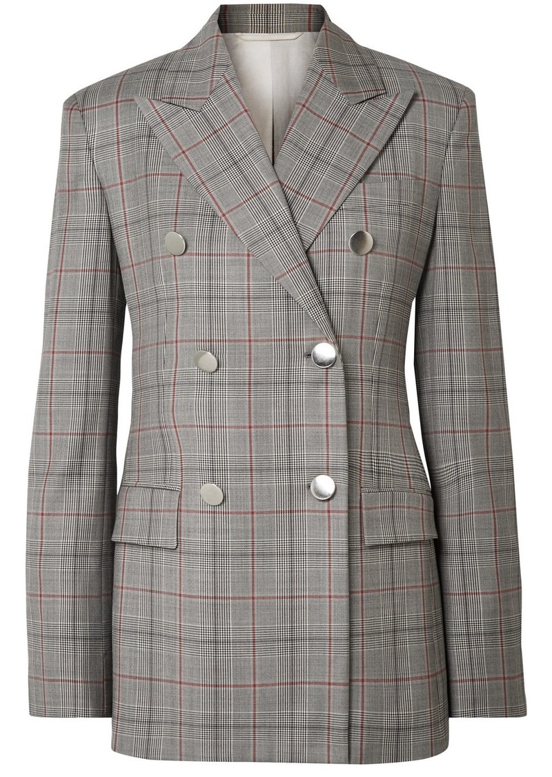 Calvin Klein Double-breasted Prince Of Wales Checked Wool Blazer