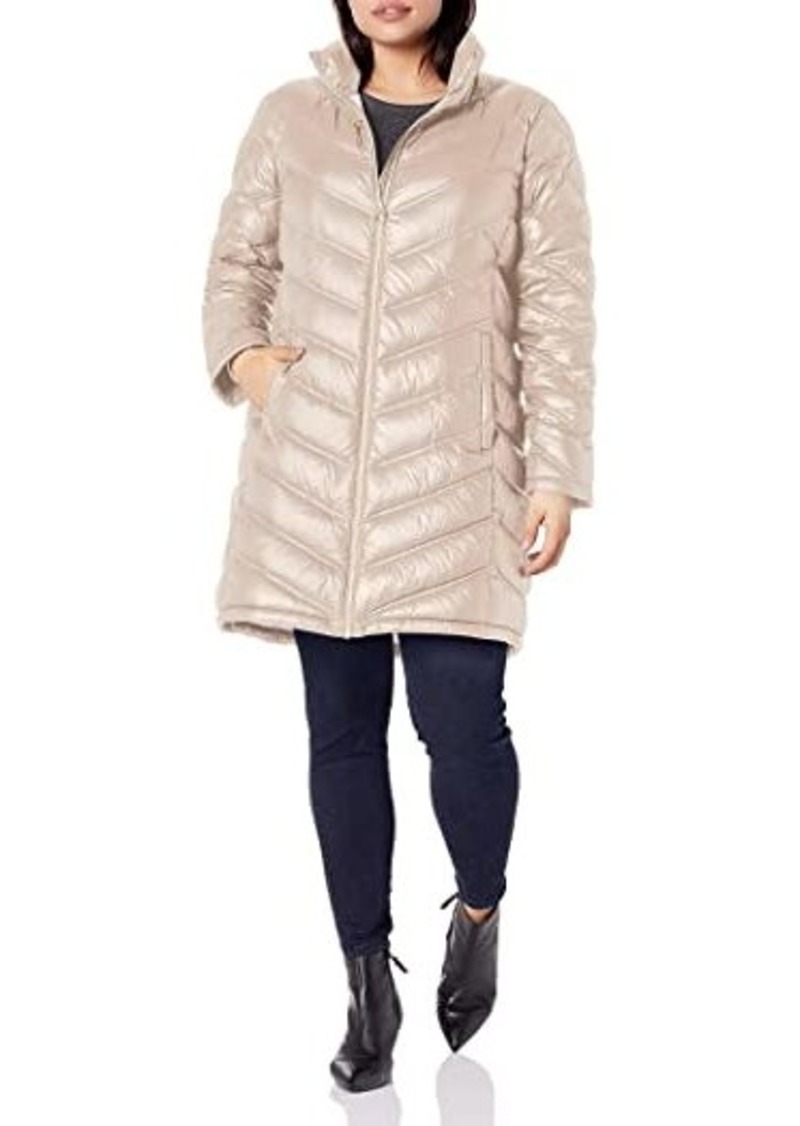 Calvin Klein Hooded Chevron Packable Down Jacket (Standard and Plus)