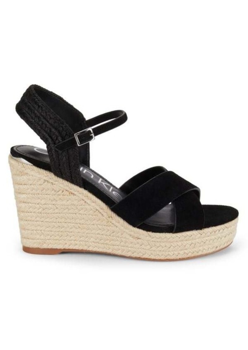 Calvin Klein Elory Suede Espadrille Wedge Sandals