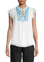 Calvin Klein Embroidered Crinkle Blouse